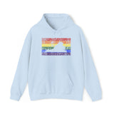 Virginia Pride Flag Hoodie: Rainbow LGBTQ+ State Silhouette Distressed Hooded Sweatshirt