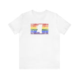 Mississippi Pride Flag Tee: Rainbow LGBTQ+ State Silhouette Distressed Shirt