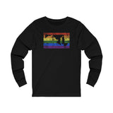 Maryland Pride Flag Long Sleeve Tee: Rainbow LGBTQ+ State Silhouette Distressed Long Sleeve T-Shirt