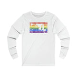 Maryland Pride Flag Long Sleeve Tee: Rainbow LGBTQ+ State Silhouette Distressed Long Sleeve T-Shirt