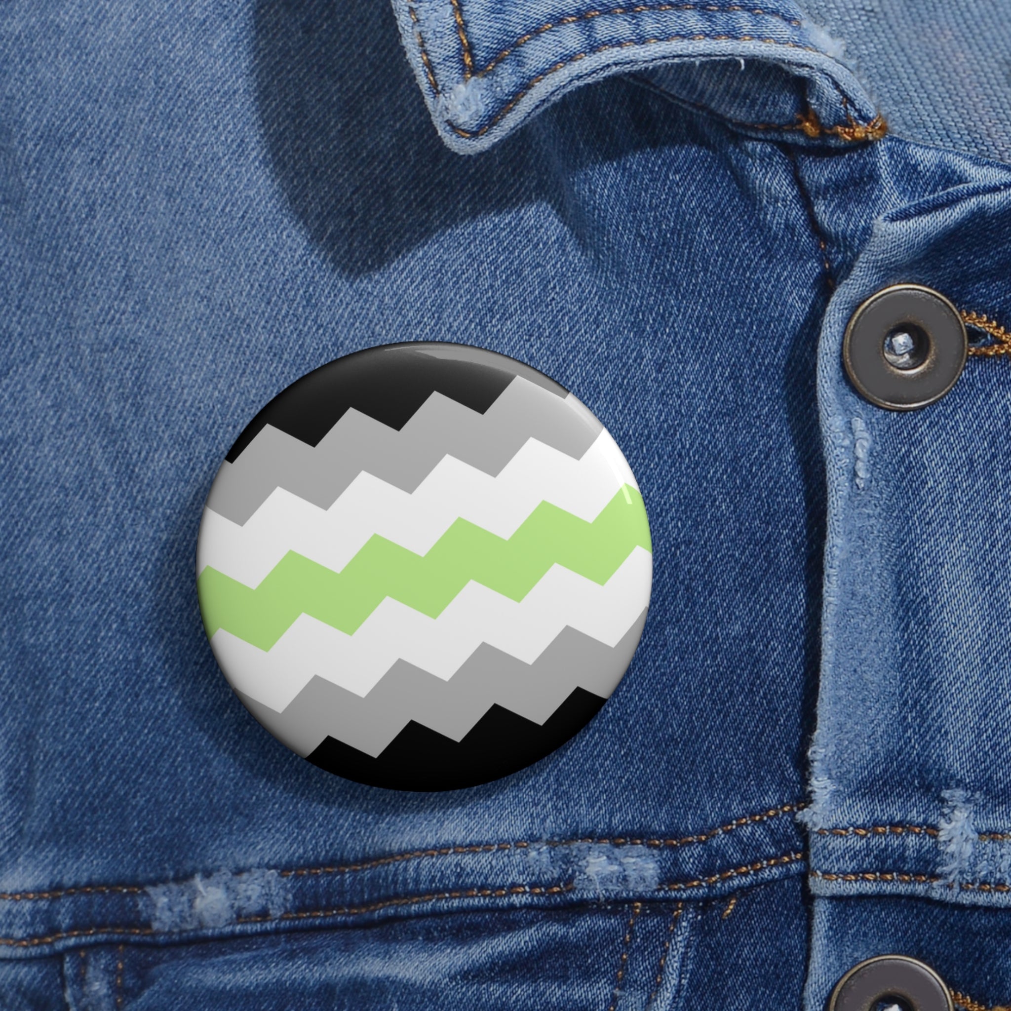 Agender Pride Flag Pin: Round Button with Sharp Design