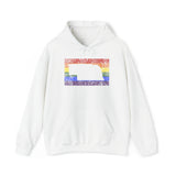 Nebraska Pride Flag Hoodie: Rainbow LGBTQ+ State Silhouette Distressed Hooded Sweatshirt