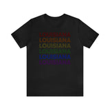 Louisiana LGBTQ+ Pride Flag, Faded Black T-Shirt