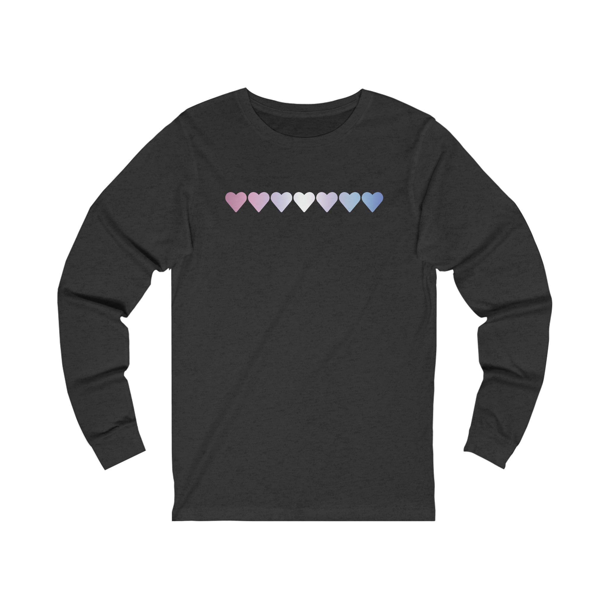 Bigender Flag Hearts Long Sleeve Tee: Pride LGBTQ+ Gradient Design