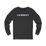 Bigender Flag Hearts Long Sleeve Tee: Pride LGBTQ+ Gradient Design