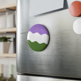 Genderqueer Pride Flag Magnet: Ripple Round Button for Fridge