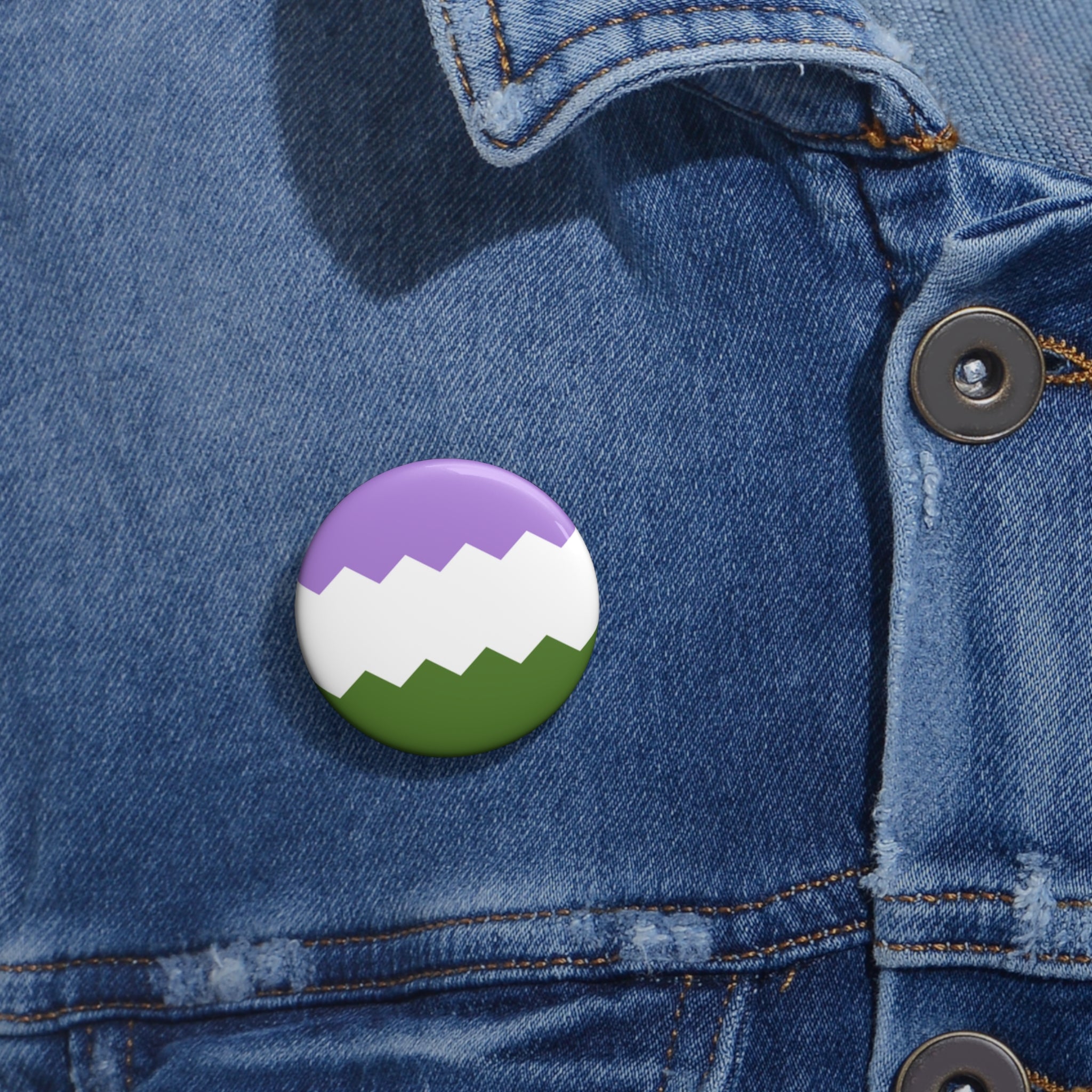 Genderqueer Pride Flag Pin: Round Button with Sharp Design