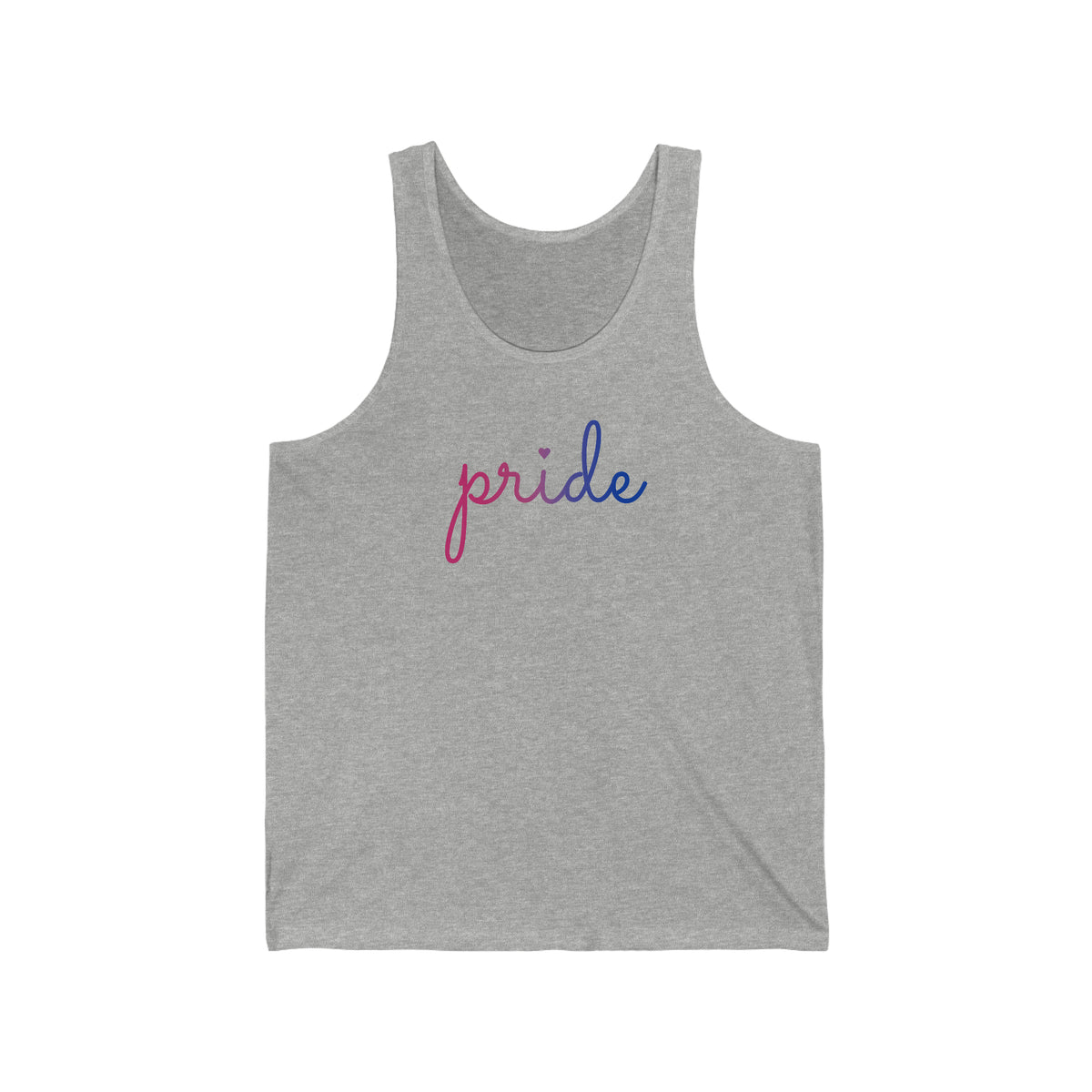 Bisexual Pride Tank-Top: Flowing Cursive 'Pride' in Gradient Hues