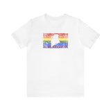 Maine Pride Flag Tee: Rainbow LGBTQ+ State Silhouette Distressed Shirt