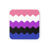 Genderfluid Flag Coaster Set: 4 Corkwood Wavey Drink Coasters