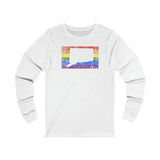 Connecticut Pride Flag Long Sleeve Tee: Rainbow LGBTQ+ State Silhouette Distressed Long Sleeve T-Shirt