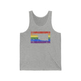 Oklahoma Pride Flag Tank: Rainbow LGBTQ+ State Silhouette Distressed Tank-Top