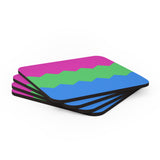 Polysexual Flag Coaster Set: 4 Corkwood Wavey Drink Coasters