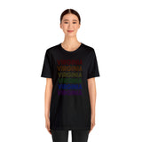 Virginia LGBTQ+ Pride Flag, Faded Black T-Shirt