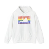 Virginia Pride Flag Hoodie: Rainbow LGBTQ+ State Silhouette Distressed Hooded Sweatshirt