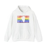 Illinois Pride Flag Hoodie: Rainbow LGBTQ+ State Silhouette Distressed Hooded Sweatshirt