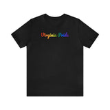 Virginia Pride T-Shirt: Flowing Cursive Design with LGBTQ+ Gradient