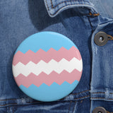 Transgender Pride Flag Pin: Round Button with Sharp Design