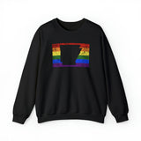 Arkansas Pride Flag Sweater: Rainbow LGBTQ+ State Silhouette Distressed Sweatshirt