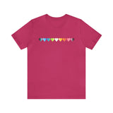 Queer Flag Hearts T-Shirt: Pride LGBTQ+ Gradient Design