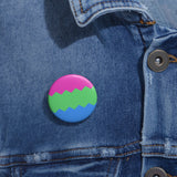 Polysexual Pride Flag Pin: Round Button with Sharp Design