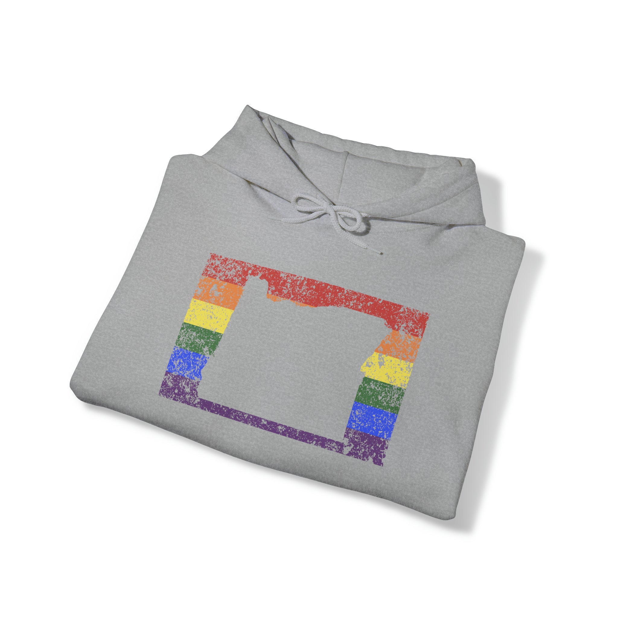 Oregon Pride Flag Hoodie: Rainbow LGBTQ+ State Silhouette Distressed Hooded Sweatshirt