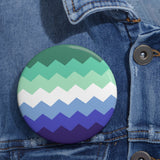 Gay Pride Flag Pin: Round Button with Sharp Design