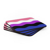 Genderfluid Flag Coaster Set: 4 Corkwood Ripple Drink Coasters