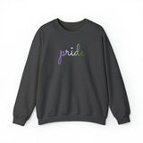 Genderqueer Pride Sweater: Flowing Cursive 'Pride' in Gradient Hues