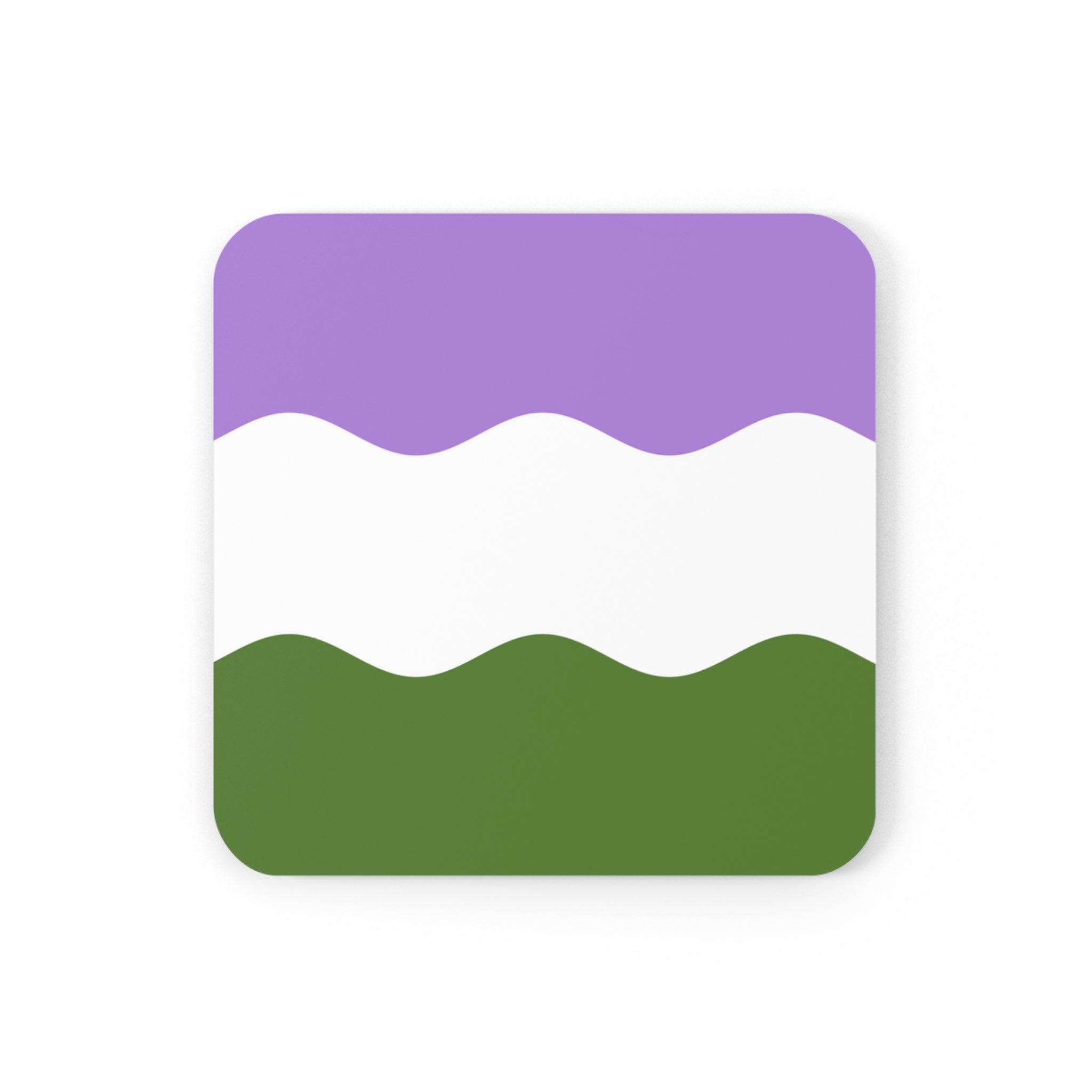 Genderqueer Flag Coaster Set: 4 Corkwood Ripple Drink Coasters