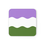 Genderqueer Flag Coaster Set: 4 Corkwood Ripple Drink Coasters