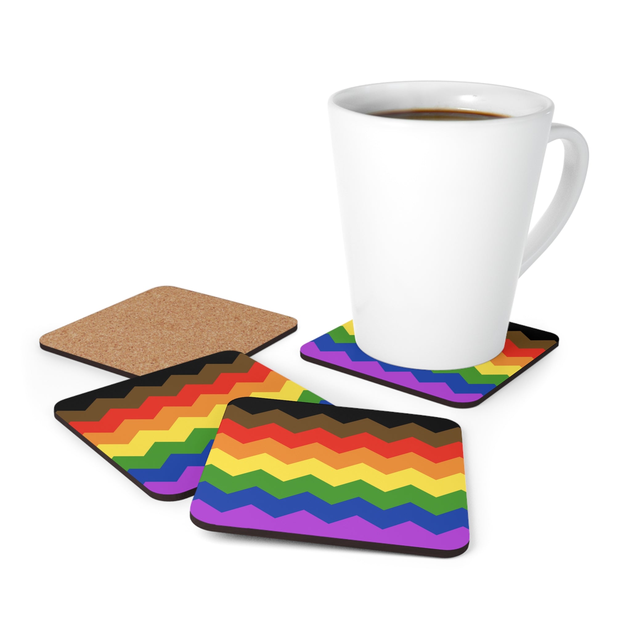 Philly Pride Flag Coaster Set: 4 Corkwood Wavey Drink Coasters