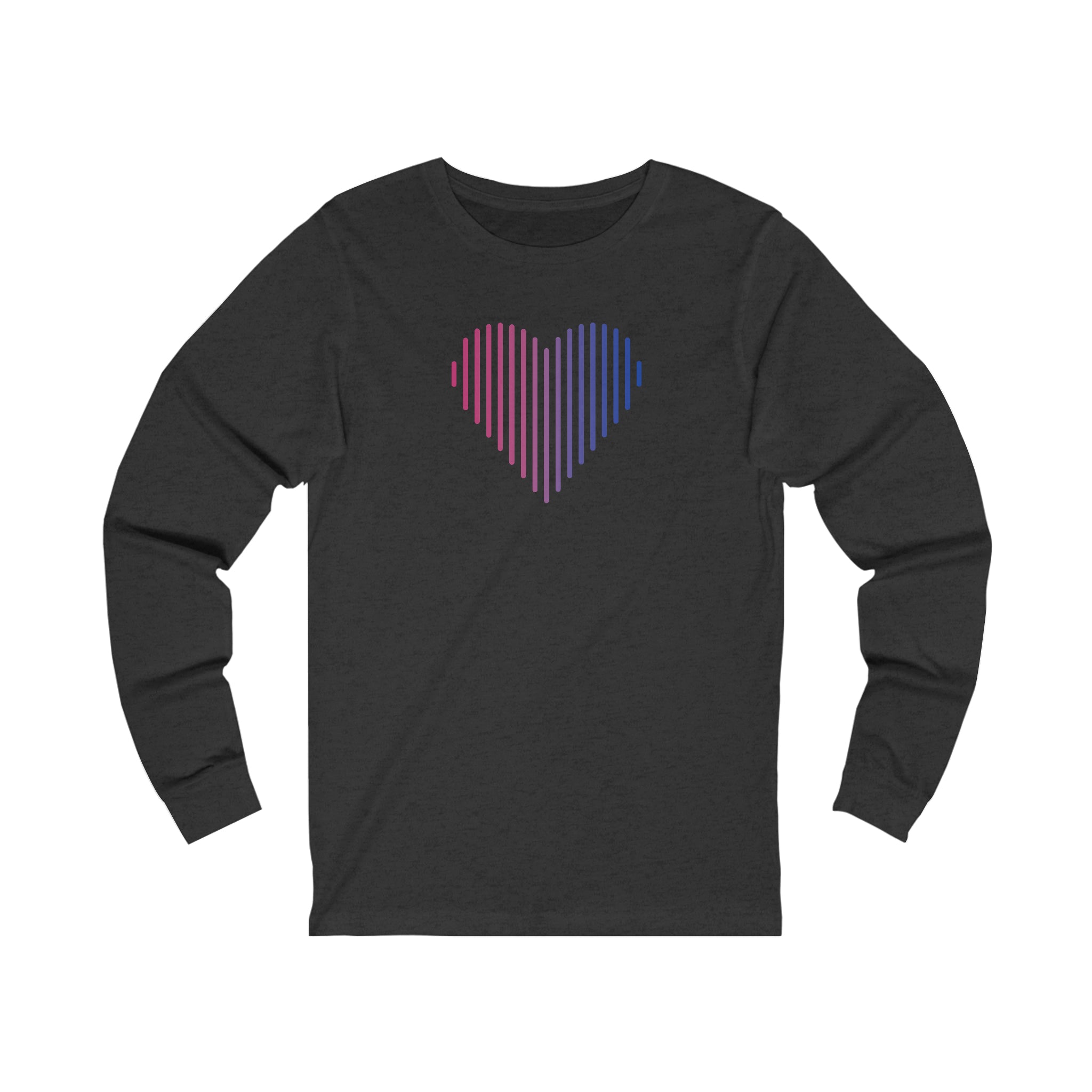 Bisexual Heart Lines Long Sleeve T-Shirt: Pride Gradient Tee