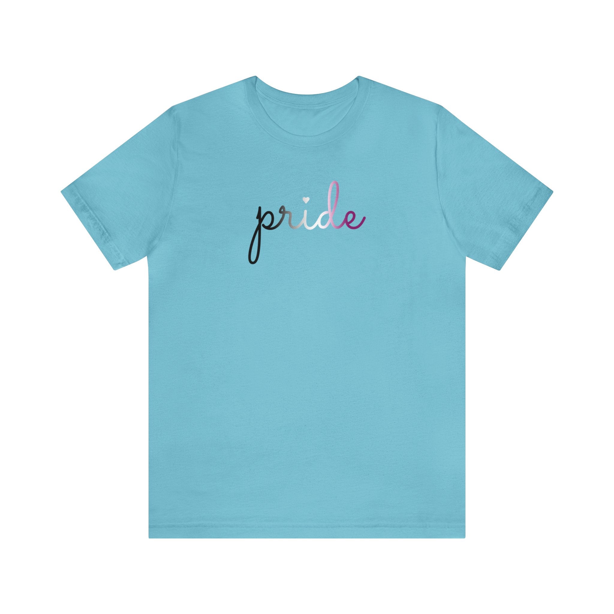 Asexual Pride T-Shirt: Flowing Cursive 'Pride' in Gradient Hues