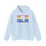 Nevada Pride Flag Hoodie: Rainbow LGBTQ+ State Silhouette Distressed Hooded Sweatshirt