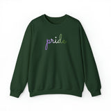 Genderqueer Pride Sweater: Flowing Cursive 'Pride' in Gradient Hues