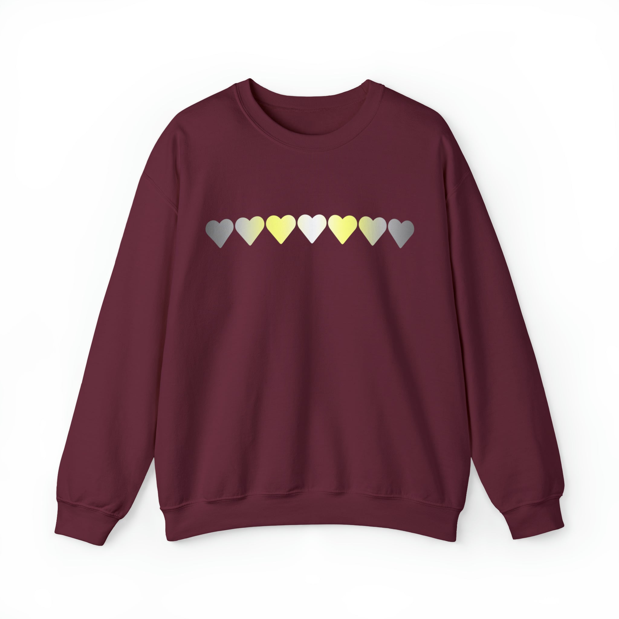 Demigender Flag Hearts Sweatshirt: Pride LGBTQ+ Gradient Design