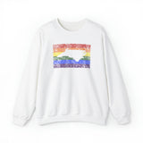 North Carolina Pride Flag Sweater: Rainbow LGBTQ+ State Silhouette Distressed Sweatshirt