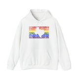 Texas Pride Flag Hoodie: Rainbow LGBTQ+ State Silhouette Distressed Hooded Sweatshirt