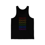 Idaho LGBTQ+ Pride Flag, Faded Black Tank-Top