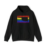 Oklahoma Pride Flag Hoodie: Rainbow LGBTQ+ State Silhouette Distressed Hooded Sweatshirt