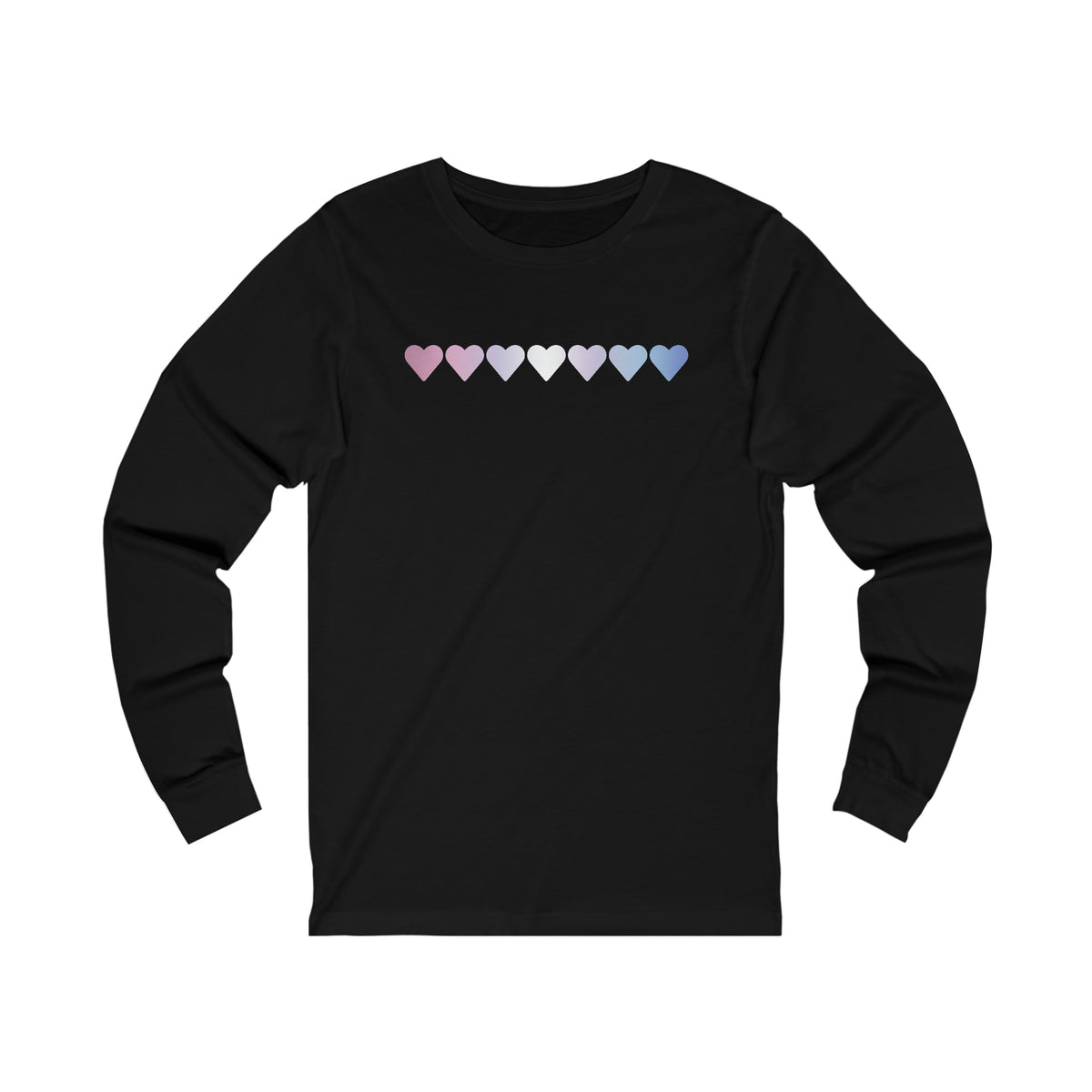 Bigender Flag Hearts Long Sleeve Tee: Pride LGBTQ+ Gradient Design