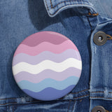 Bigender Pride Flag Pin: Round Button with Wavey Design