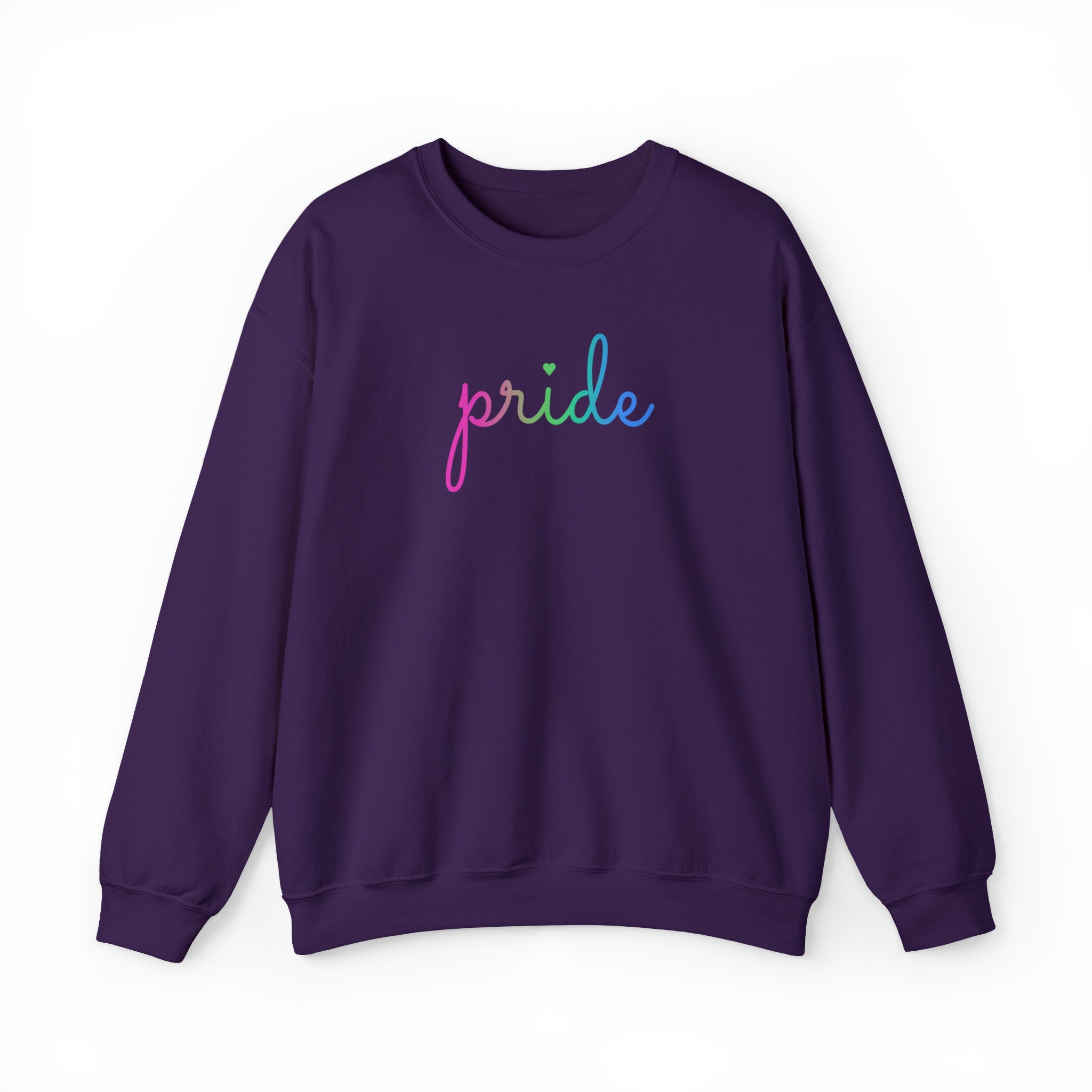 Polysexual Pride Sweater: Flowing Cursive 'Pride' in Gradient Hues