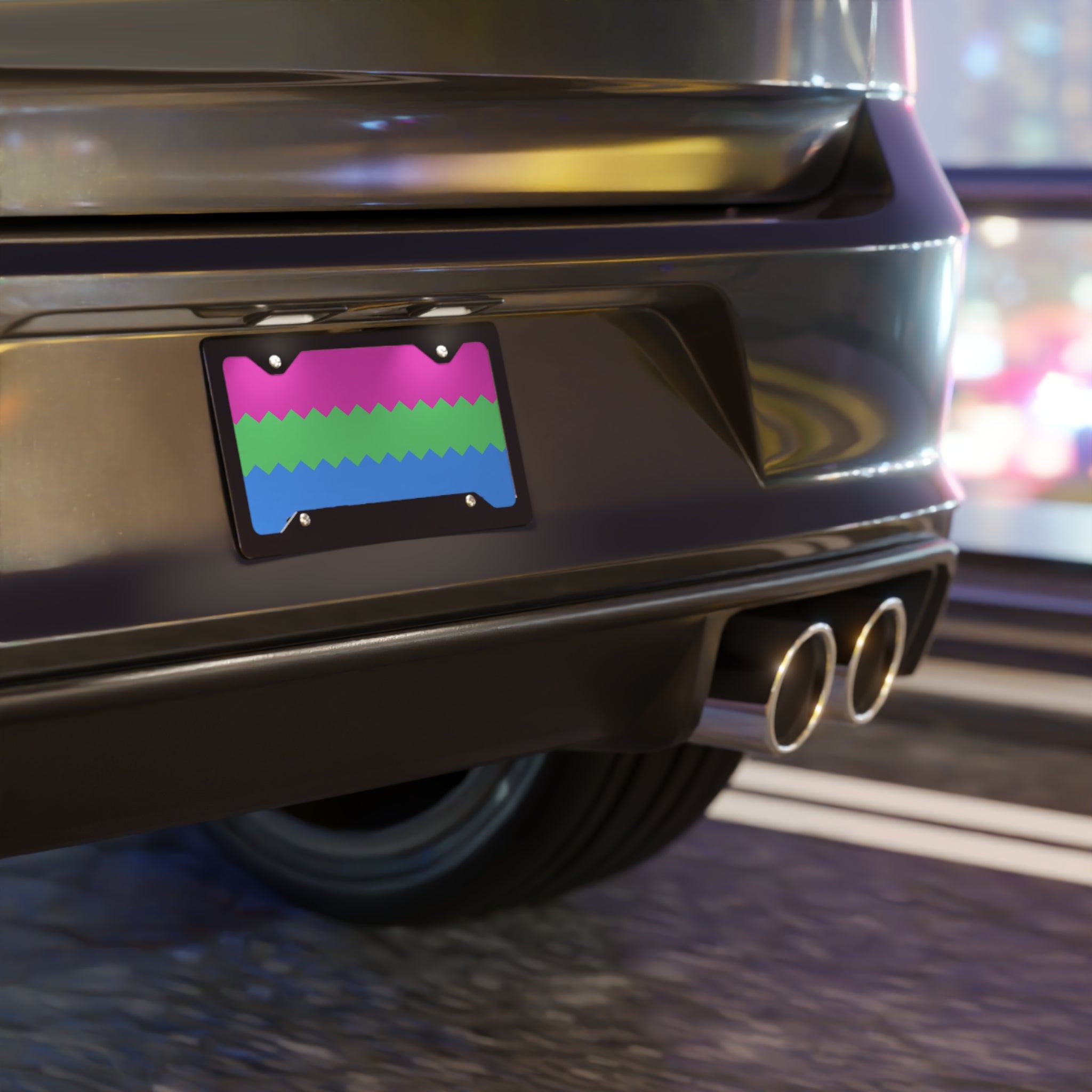 Polysexual Flag Wavey Vanity License Plate: Sharp Design for Cars