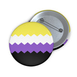 Nonbinary Pride Flag Pin: Round Button with Sharp Design