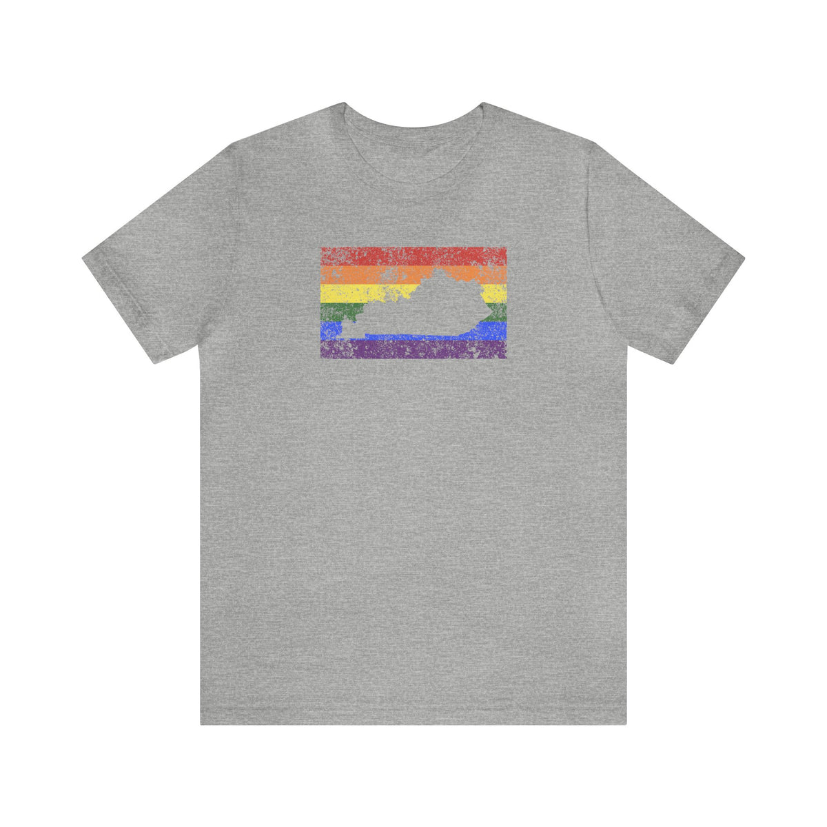 Kentucky Pride Flag Tee: Rainbow LGBTQ+ State Silhouette Distressed Shirt