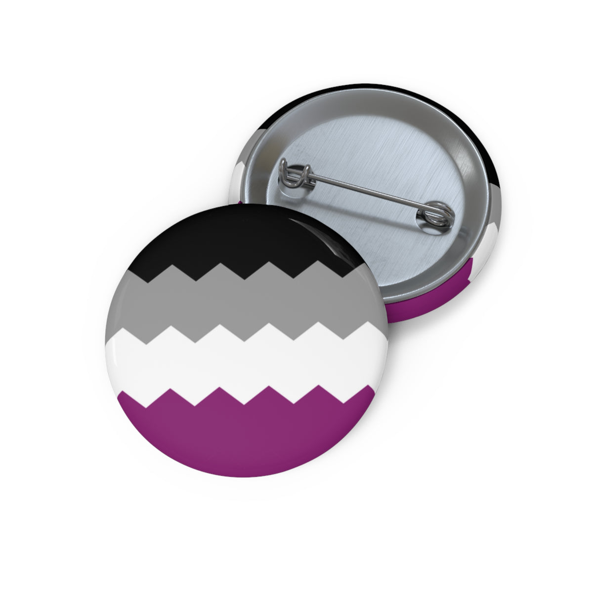 Asexual Pride Flag Pin: Round Button with Sharp Design