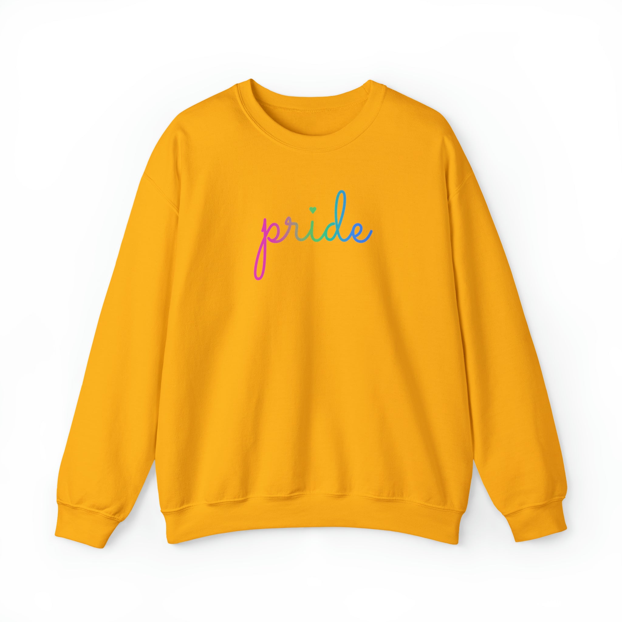 Polysexual Pride Sweater: Flowing Cursive 'Pride' in Gradient Hues