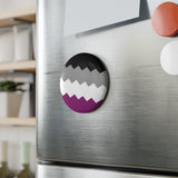 Asexual Pride Flag Magnet: Wavey Round Button for Fridge